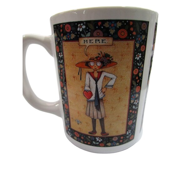 Heart in Hand Here Vintage Mug MK Ink Mary Englebreit GUC Flaw - Picture 2 of 9